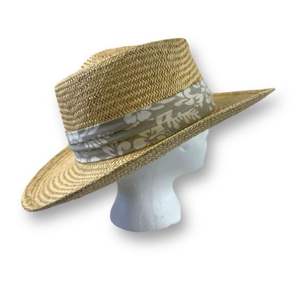 Scala L/XL Handmade Woven Straw Sun Hat Tropical Ribbon Beach Coastal Vacation - Picture 2 of 6